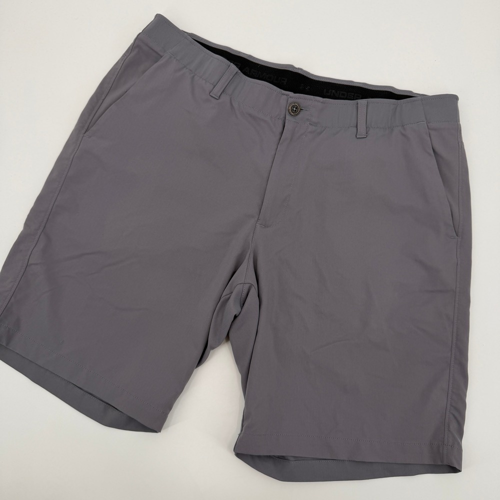 Under Armour Mens Gray Herringbone Golf Shorts Size 40‎ Performance Sporty Tech